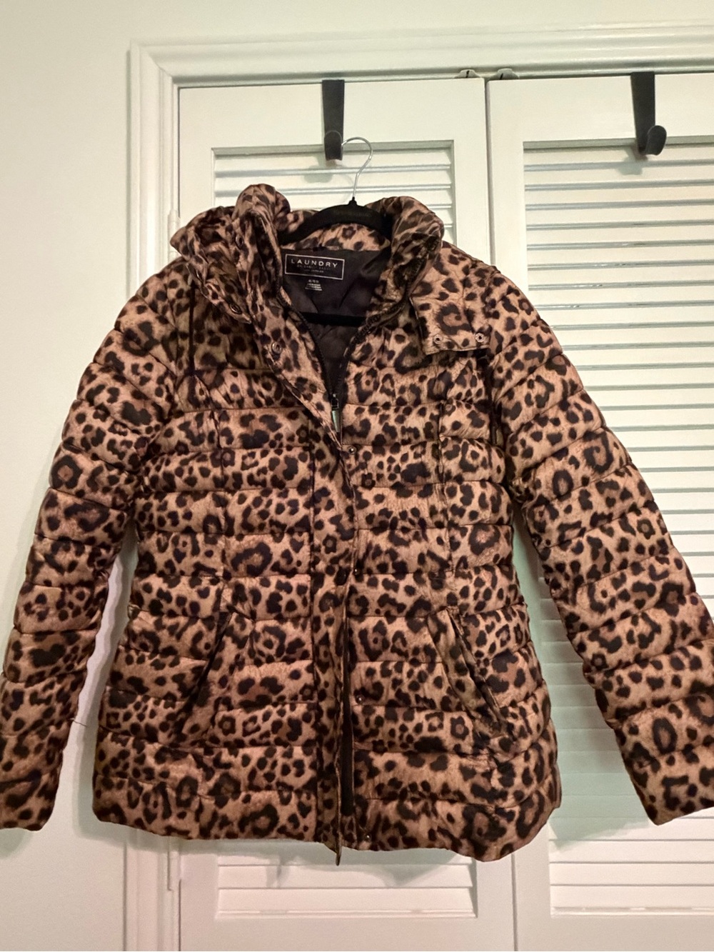 Laundry By Shelli Segal Leopard Print Puffer Coat - Brown/Black